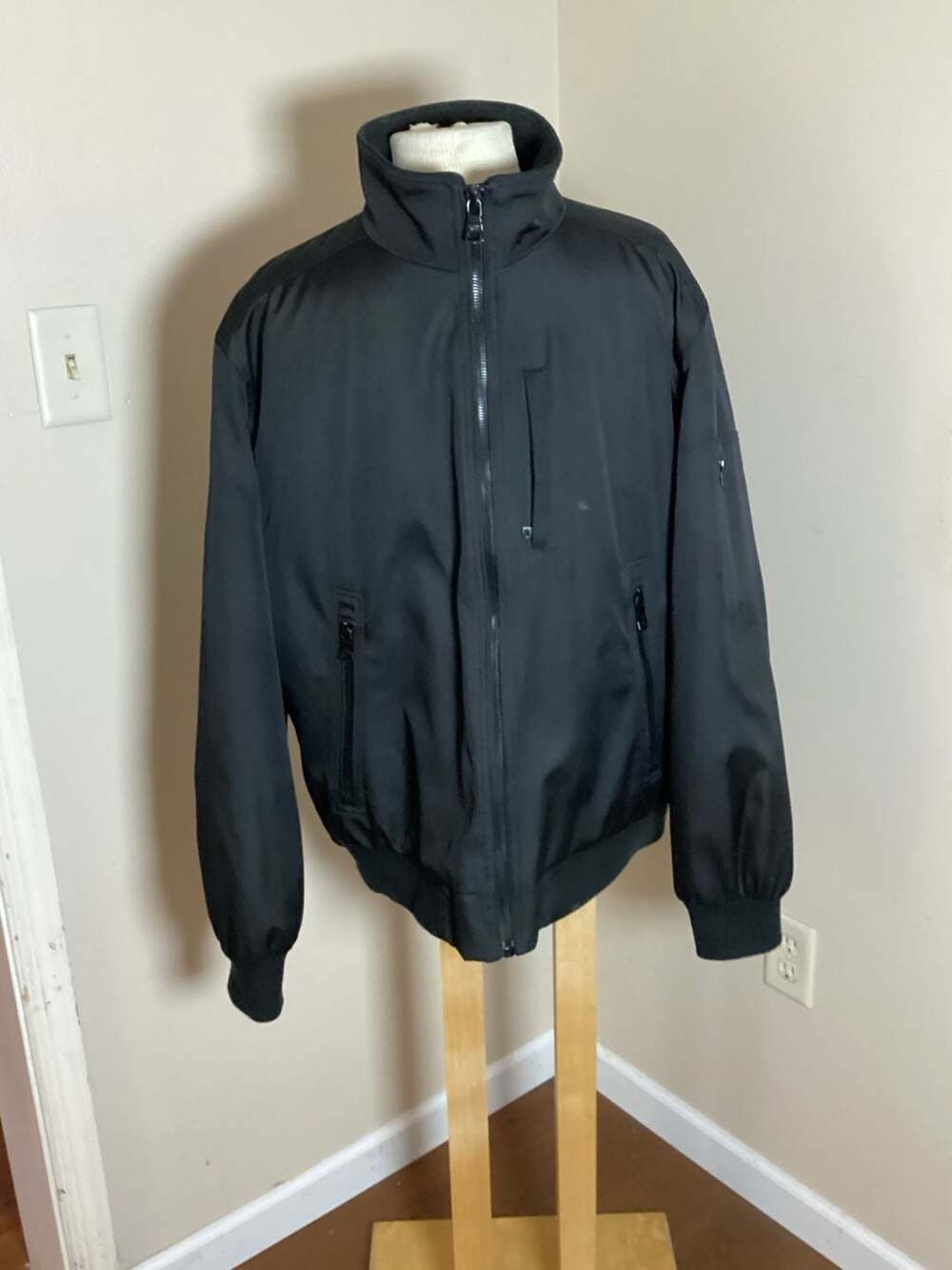 Calvin Klein Bomber Jacket Size L Black Zip Front